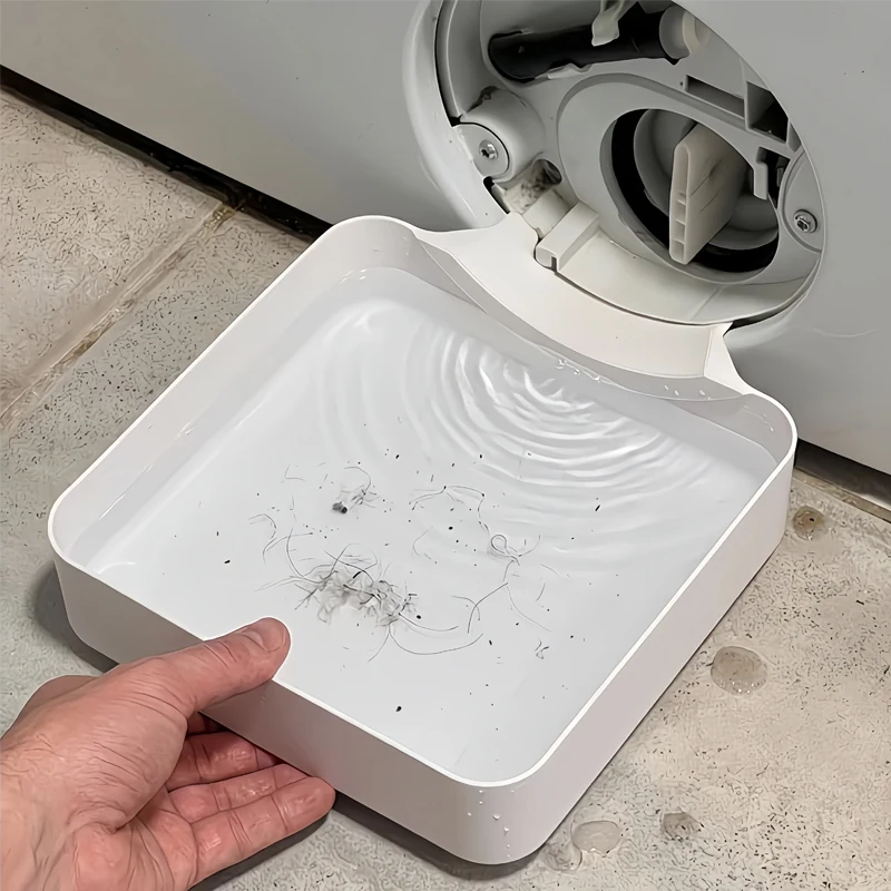 Washing Machine Drain Tray Anti-Overflow Water Catch Box for Drum Washer Cleaning Lint Drain Funnel Drip Tray Floor Protection
