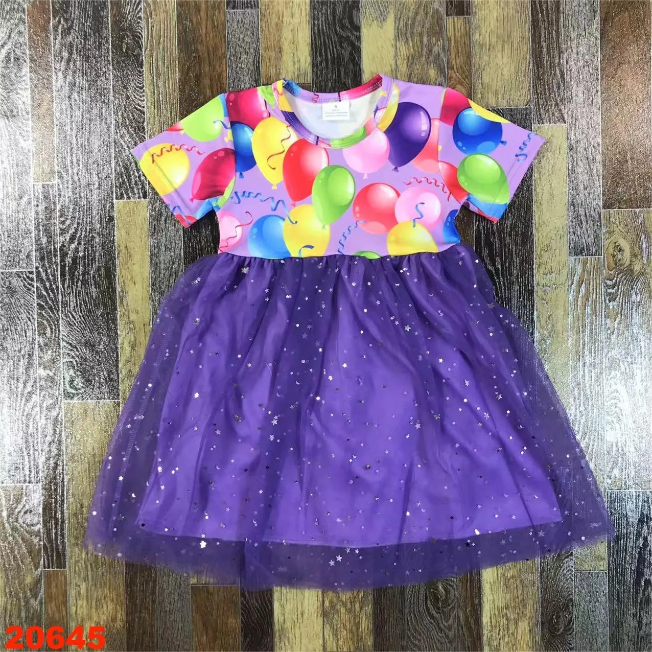 Balloon gauze dress Valentine's day Dress heart  Girls baby love pattern romantic 0-16 years old children couple girl clothes