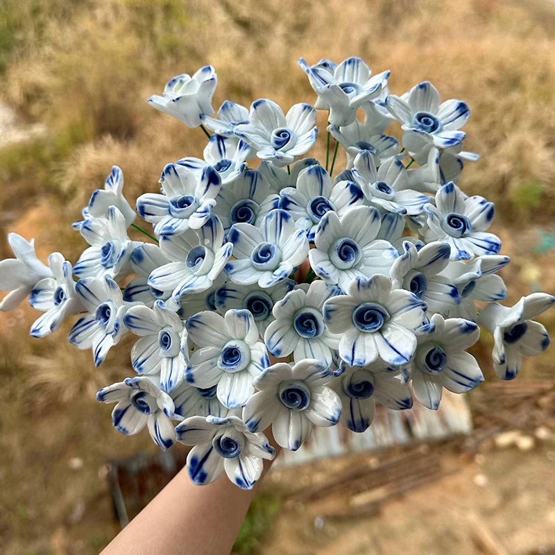 5 Stück Ländliche Wildblumen Keramik-Simulationsblumen Hochtemperaturbeständige Handgefertigte Ewige Blumen Dekorationen Kreative Geschenke für Zuhause – Detail 8