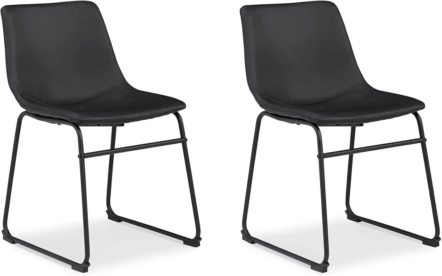 Mid Century Dining Room Bucket Chair, 2 Count, Black