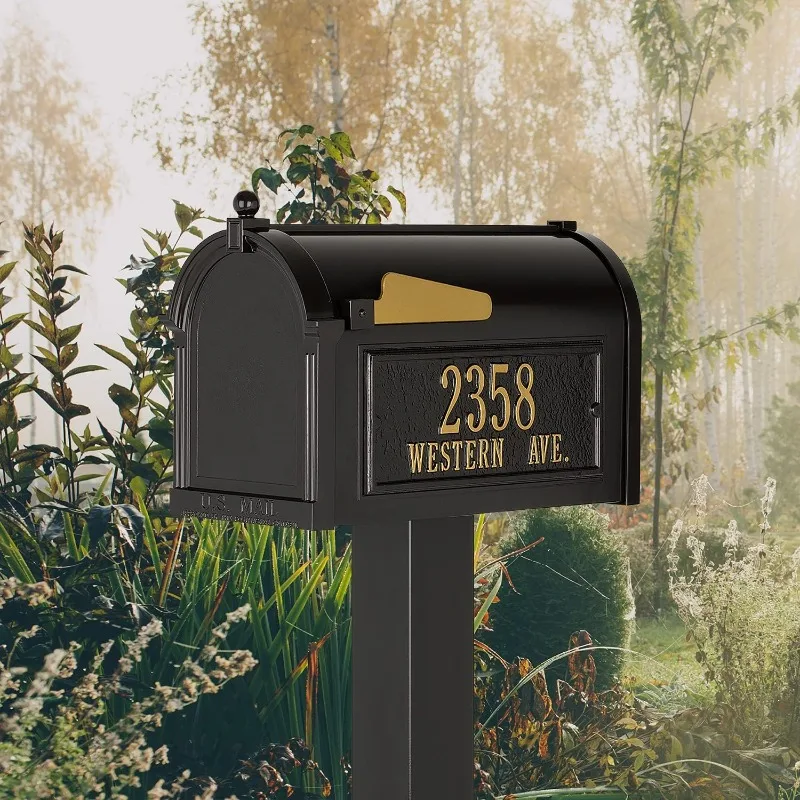 Premium Mailbox Package Black Extra Large All Weather Coating The Capitol Mailbox is 20% larger than a standard mailbox