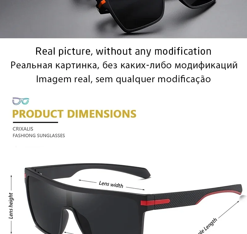 CRIXALIS Mode Polarisierte Sonnenbrille Für Männer Platz Übergroßen Anti Glare Fahrer Spiegel Sonnenbrille Frauen UV400 Brille Männlich – Detail 4