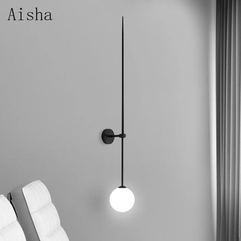 

Modern Line Wall Lamps Minimalist LED Wall Lights Gold/black Hallway Sconces Bedroom Bedside Living Room Led Iron Art Lights