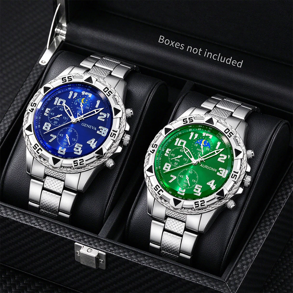 2Pcs Men's Watch Set, Preferred For Gifting Relatives & Friends, For Ramadan, Graduation Season, Easter, Anniversary Gifting