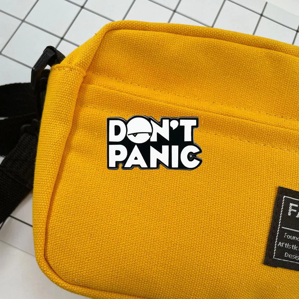 Don't Panic The Hitchhiker's Guide to the Galaxy Enamel Pin Sci-Fi Movie Inspired Brooch Fan Gift Lapel Badge