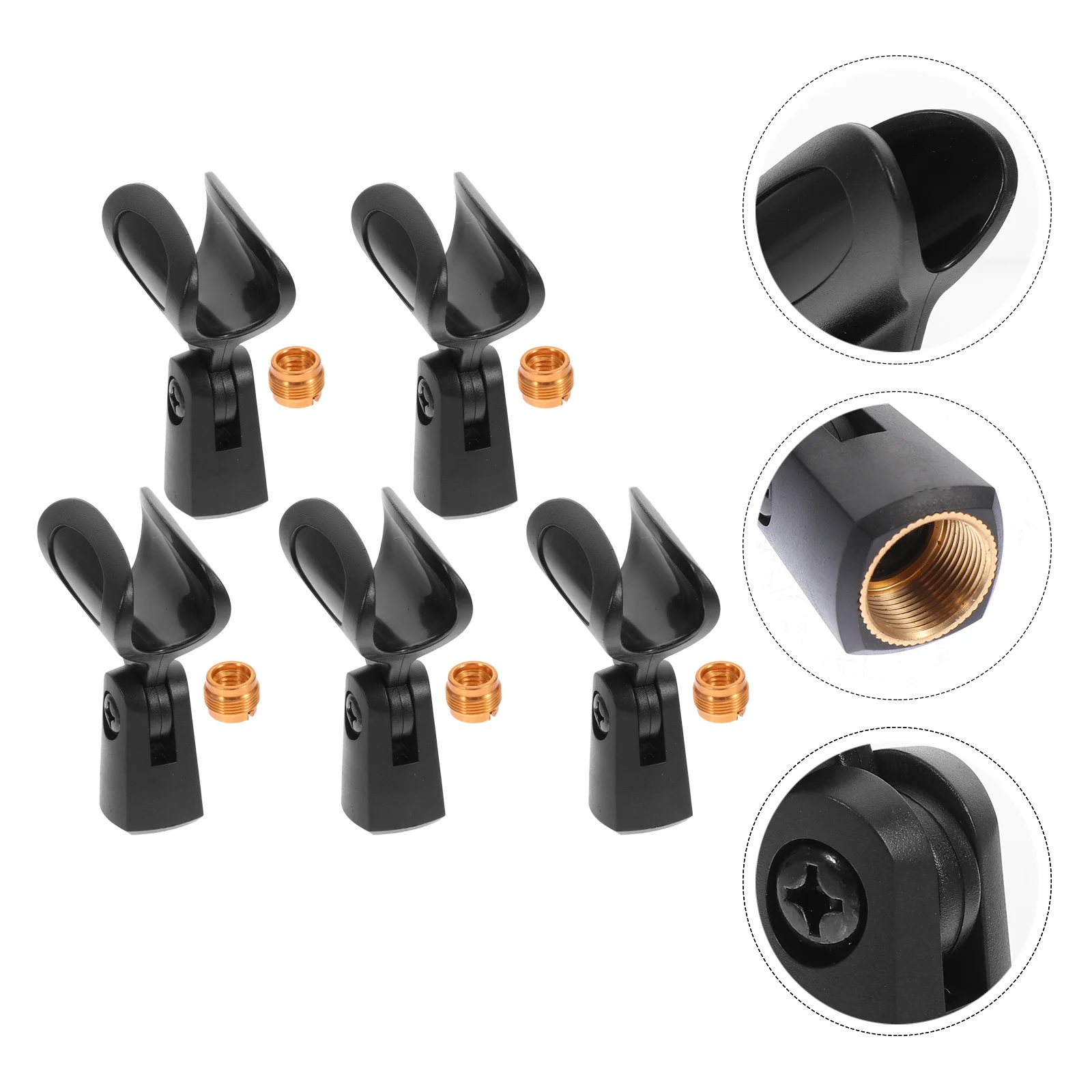 5 مجموعات من حاملات الميكروفون العملية، مشبك قابل للتعديل، متين وسهل التركيب، مناسب عالمي لمعظم الميكروفونات، مشابك ميكروفون سوداء #1