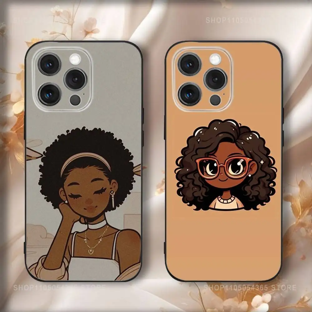 

A-Afro Black Girl Phone Case For iPhone16,15,14,13,12,11,Pro,Max,Plus,X,XS,SE4,E,Mini,Soft Black Case