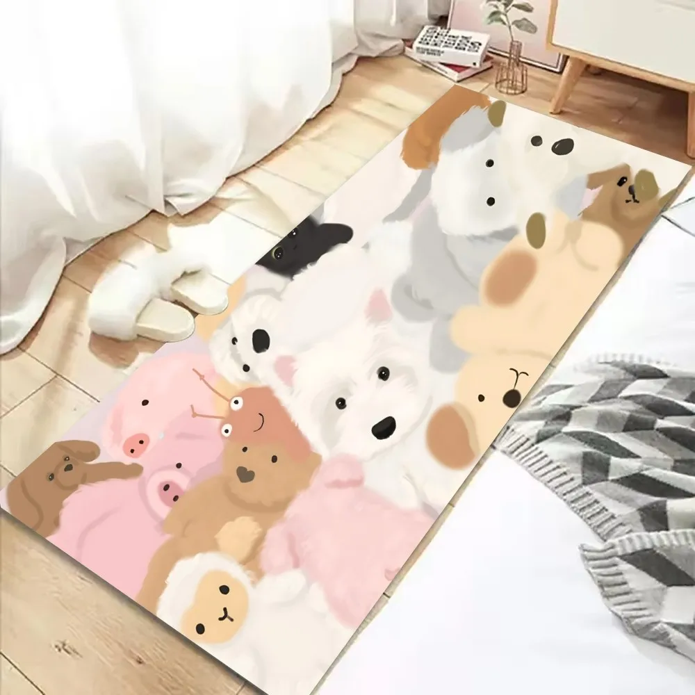 Cartoon Cute Dog Floor Mat Graphic Printed Flannel Doormats For Bathroom Kitchen Entrance Carpet Home Decor