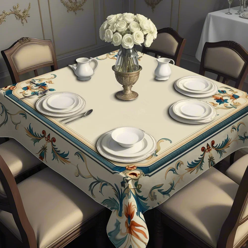JIT1PC Retro Art Pattern Flower Square Tablecloth Suitable for Home Kitchen, Dining Party, Terraceyzb