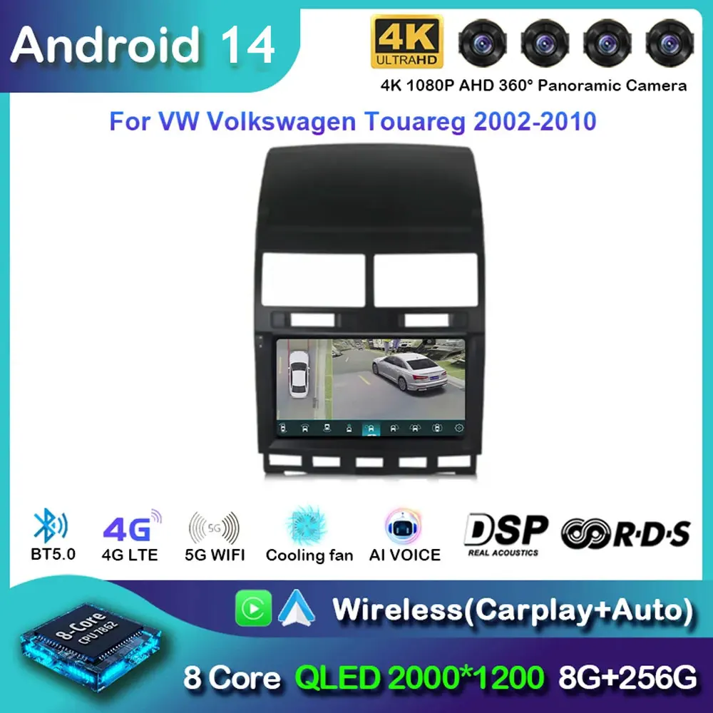 

Android 14 For VW Volkswagen Touareg 2002-2010 Carplay Auto Car Radio Multimedia Player GPS Navigation WIFI 4G DSP No 2din DVD