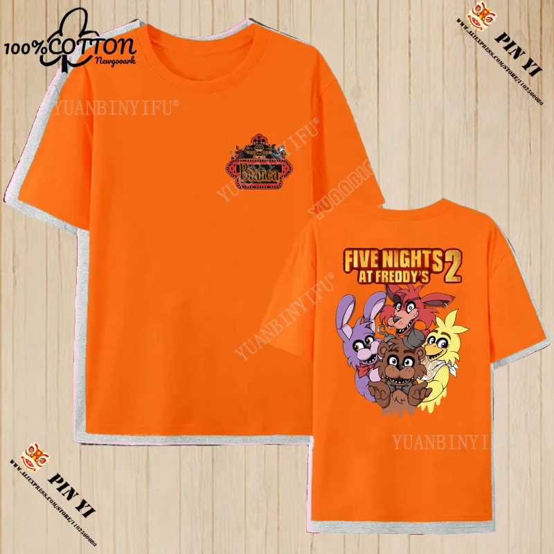 

Harajuku Classic Fnaf 2, милая футболка с изображением аниматроники, хлопковая рубашка унисекс, крутая свободная уличная одежда с принтом, крутая