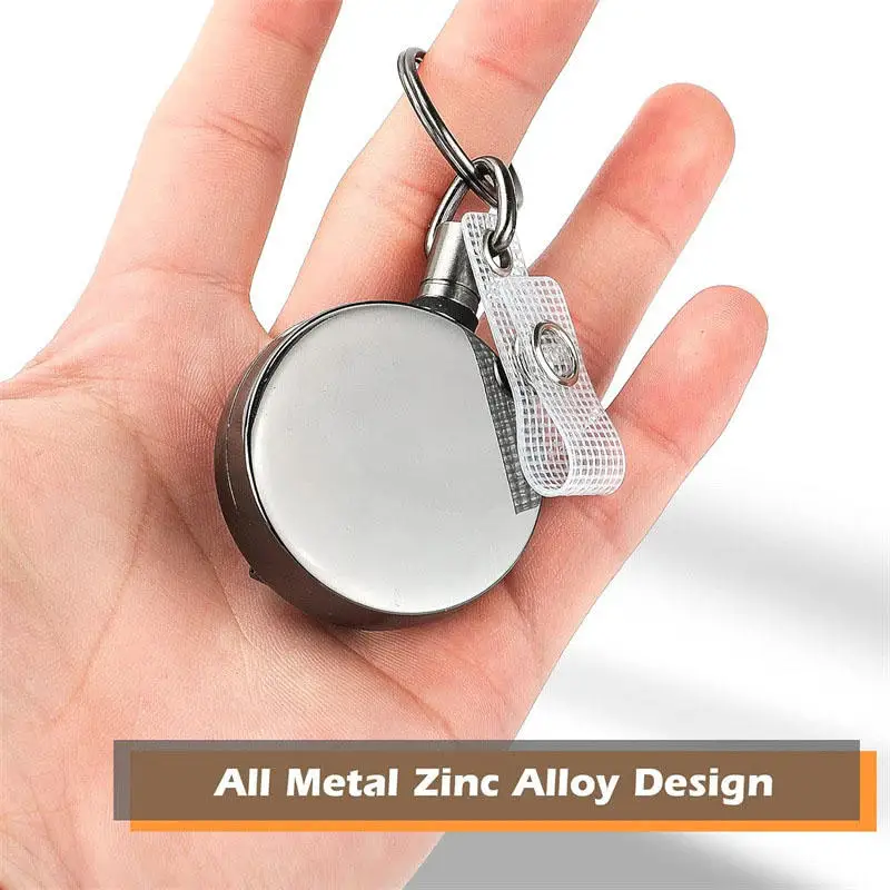 1Pc Heavy Duty Retractable Metal Wire Keychain Pull Badge Reel ID Strap Name Card Badge Holder Reel Spring Key Ring Outdoor Tool
