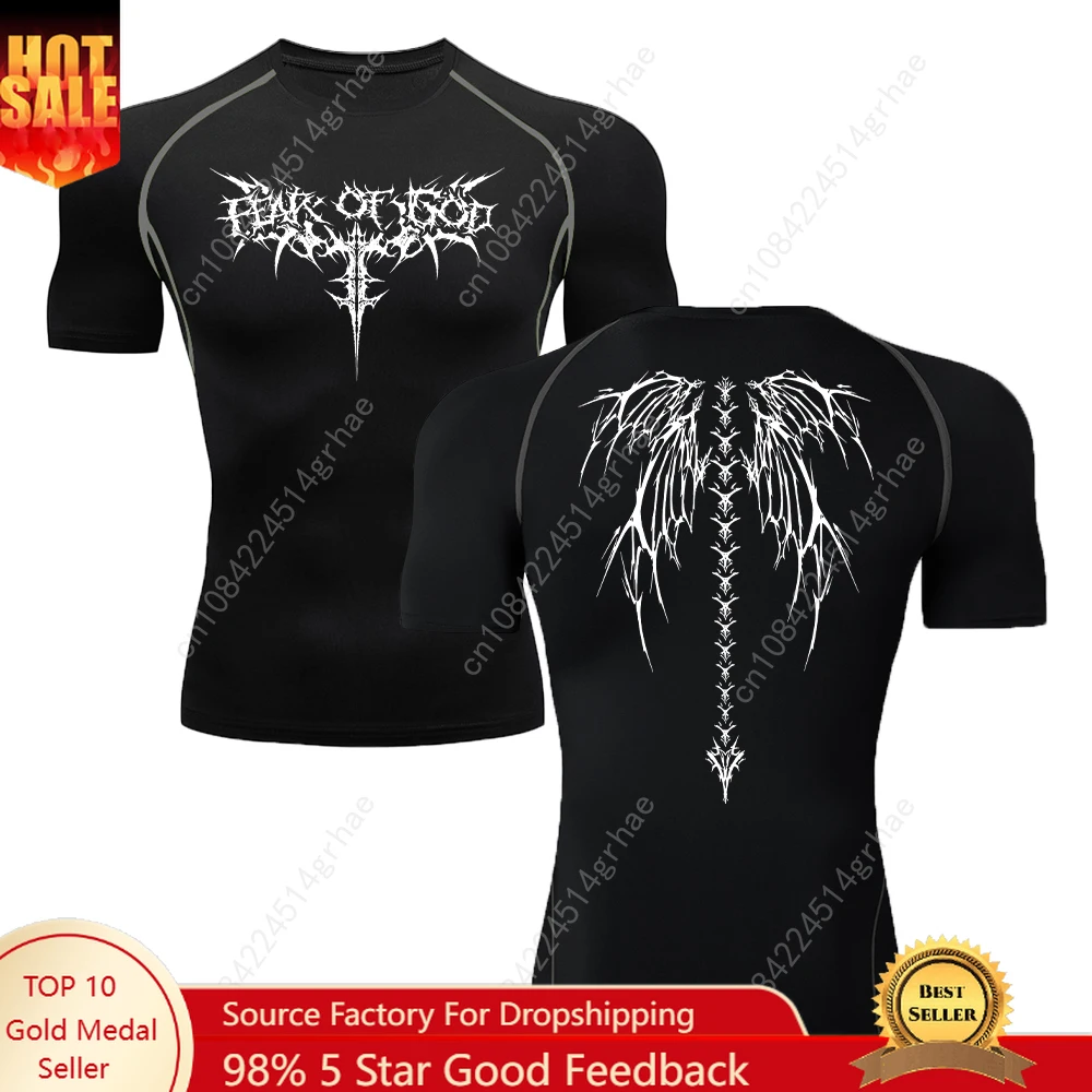 

Printed Compression Shirt For Men Short Sleeves Gym Rash Guard Jogging Fitness Muscle Wear Shirt Athletic Clothes Tops Summer