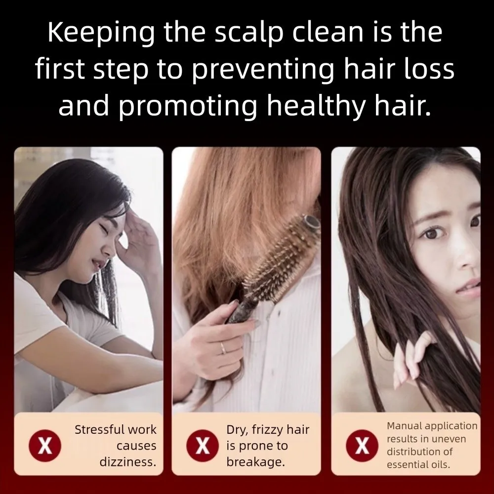 مشط تدليك الاهتزاز الكهربائي للشعر، أداة توزيع زيت الضوء الأحمر، فرشاة تدليك فروة الرأس، فرشاة تدليك فروة الرأس، استرخاء نمو الشعر، مشط شعر أحمر فاتح #3