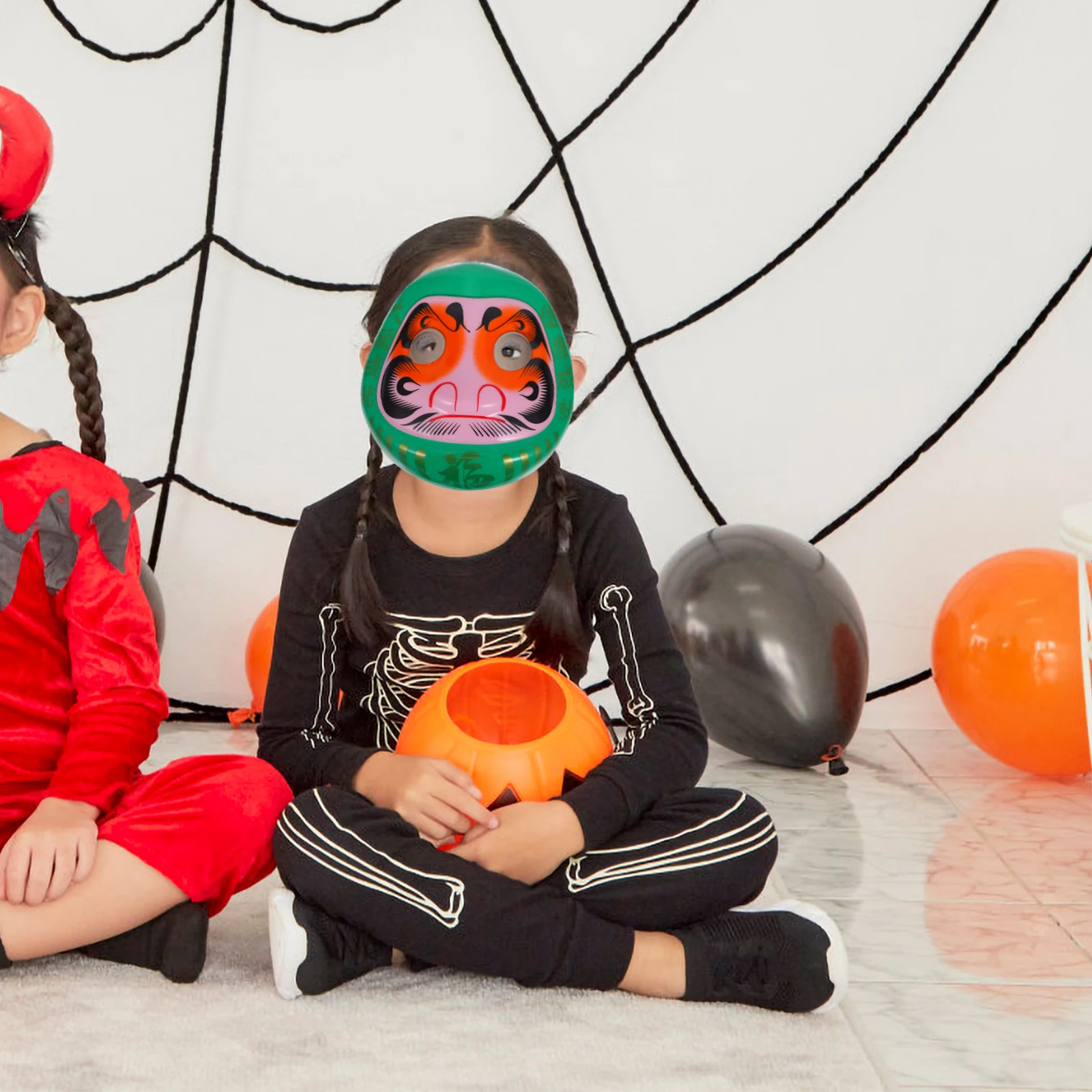 1 قطعة قناع دارما على الطراز الياباني براعة رائعة لأداء مرحلة الحفلات التنكرية قناع الوجه المزخرف القابل لإعادة الاستخدام