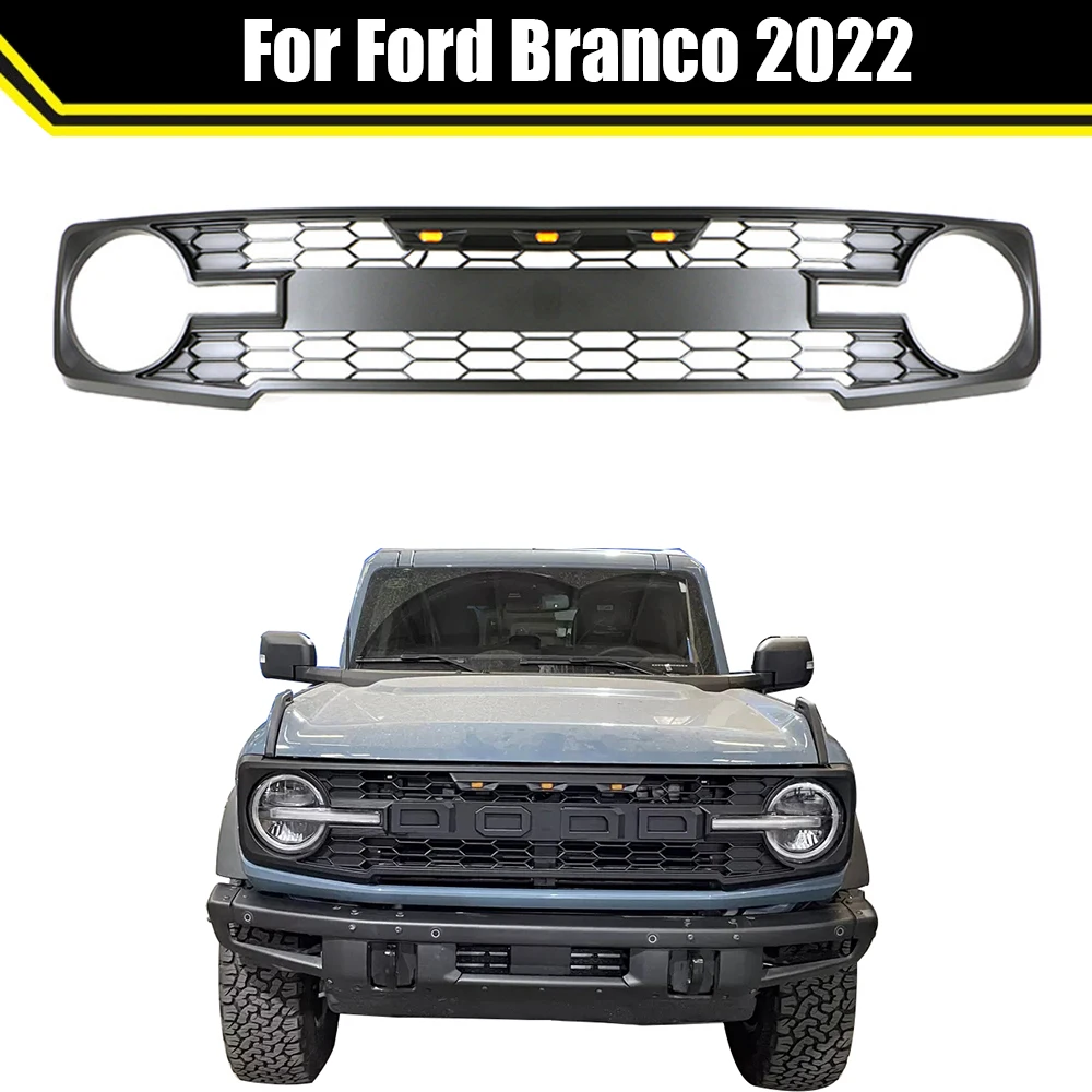 Off Road Auto Exterior Accessories Front Grill Car Grille With Led Lights For Ford Branco 2021 2022 2023 RapTor Style Grills