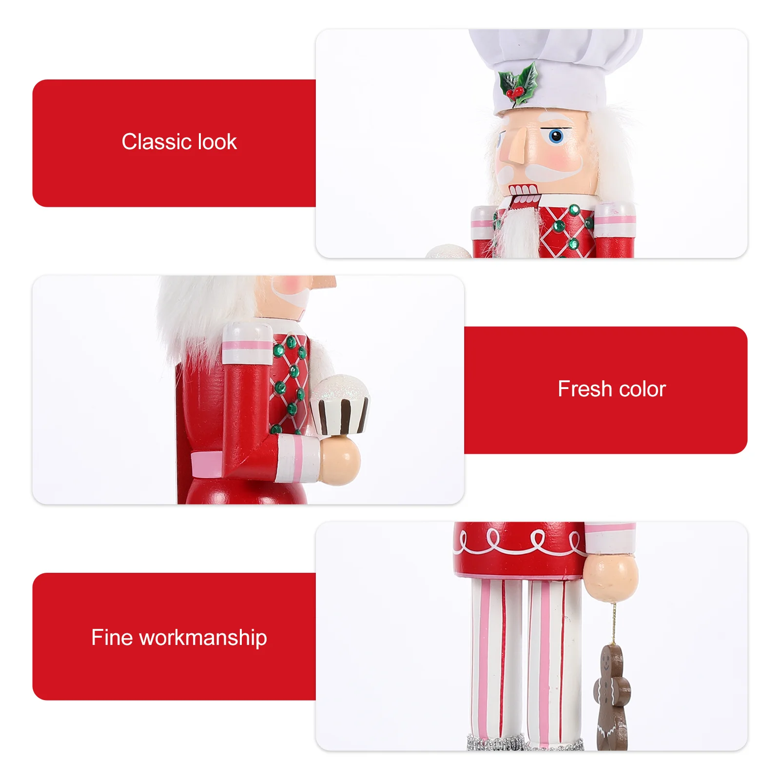 

1pc Wooden Nutcracker Ornament Christmas Desktop Decor Craft Holiday Xmas Party Supplies Figure Festive Home Decoration