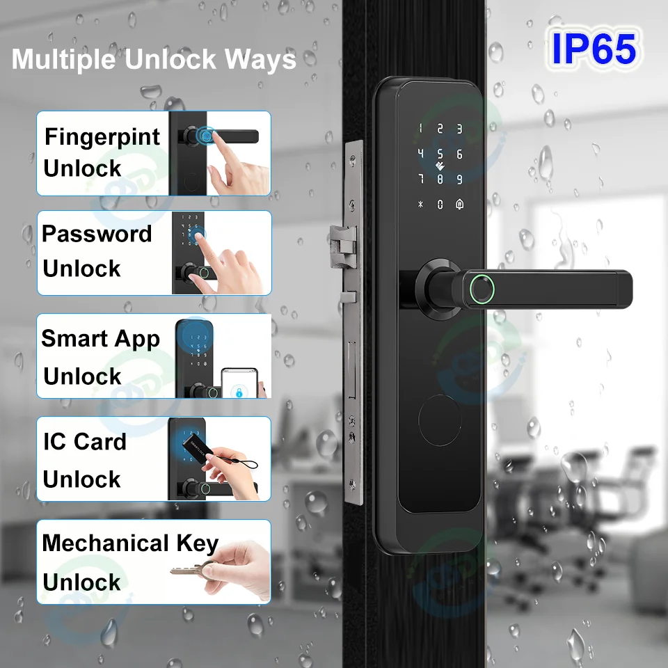7255 Euro Hotel Smart Door Lock Keyless Wifi/BLE/RFID Card Operated Aluminum Euro Mortise Digital Code Fingerprint Recognition view 4