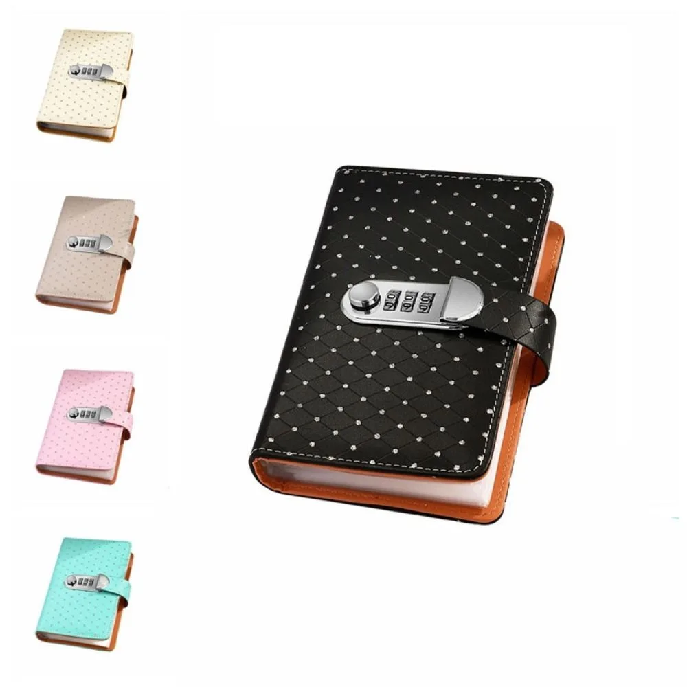 50Sheets Saving Money Binder PU Leather Little Crystal Cover Budget Binder with Lock Refillable Wallet Storage Account Book