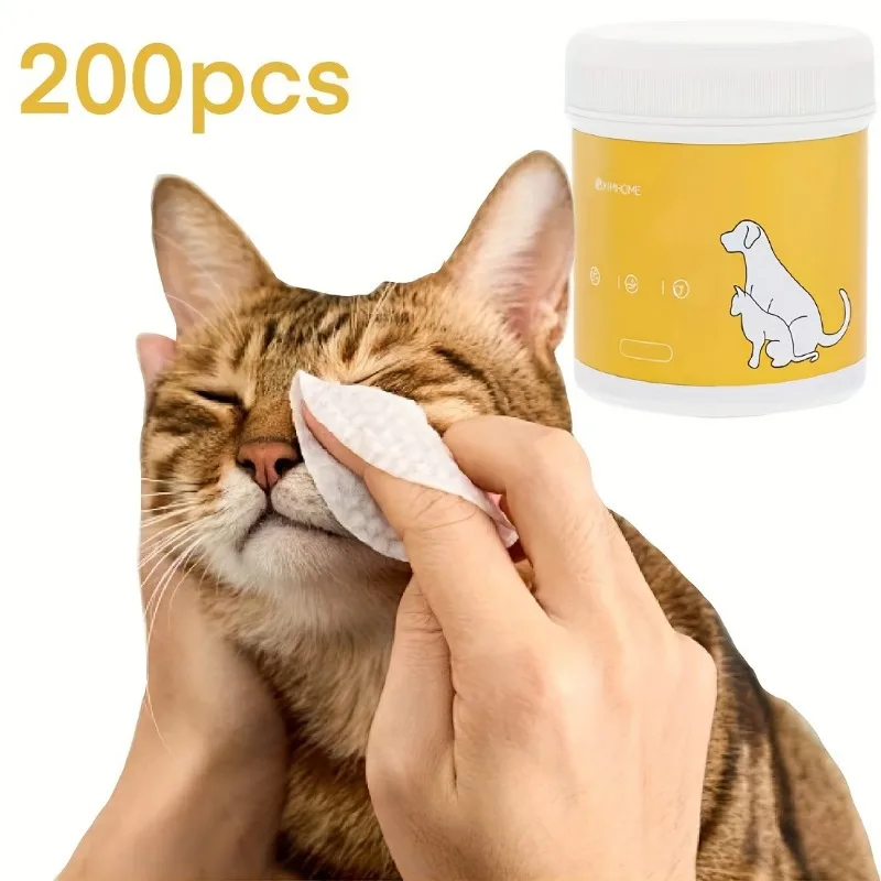 200Pcs Pet Eye Wet Wipes Cleaner Non Irritating Stain Removal Wet Wipes for Cats and Dogs Universal Tear Stains Wet Wipes