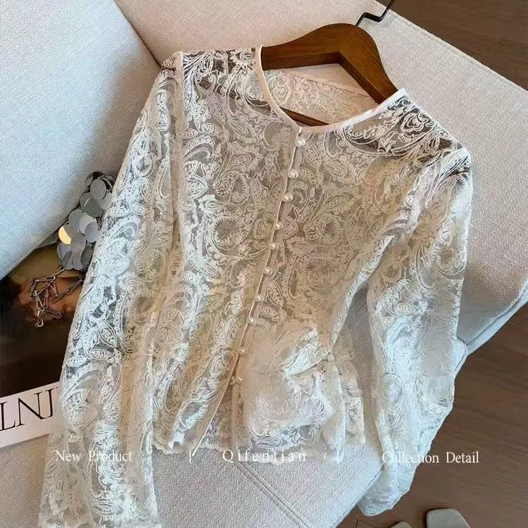 

Lace Bead Shirt Women's 2026 New High-end Temperament Top