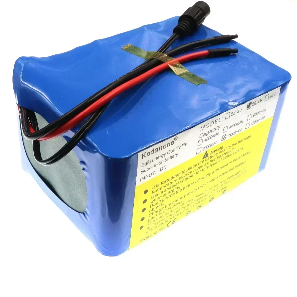 Paquete de batería de 24v 10ah 7S5P 15A BMS 250w 29,4 V 10000mAh para motor de silla de ruedas energía eléctrica + cargador 2A