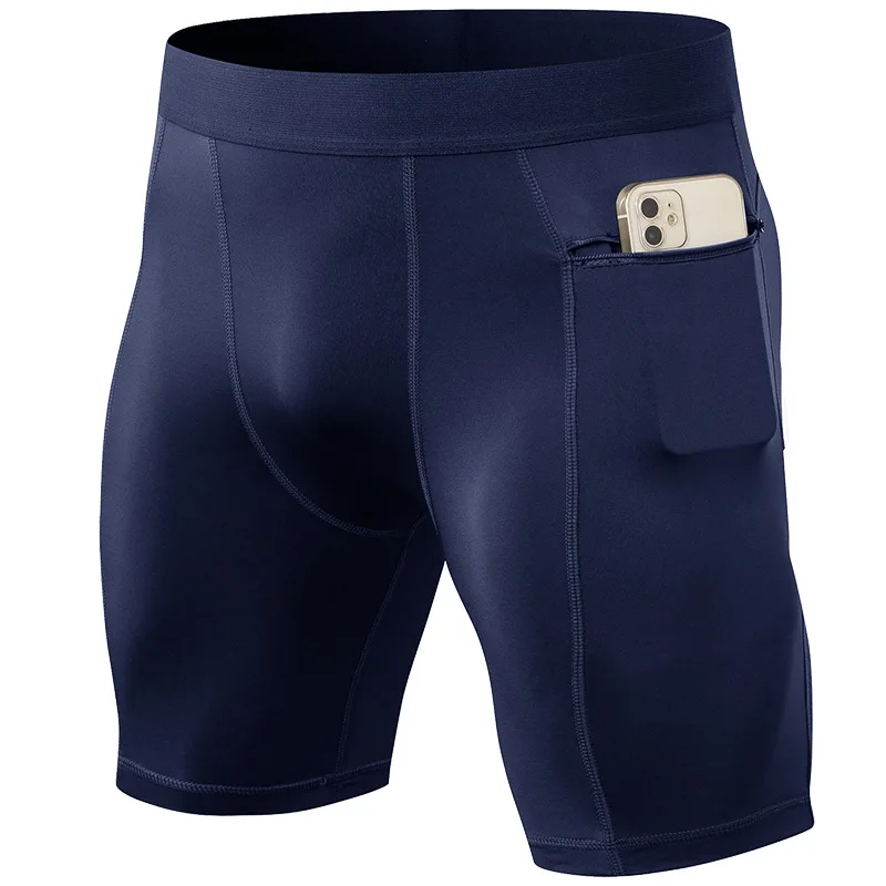 Pantalones cortos deportivos ajustados para hombre, pantalones deportivos elásticos con cremallera para correr, entrenamiento, pista y campo, de secado rápido, para verano