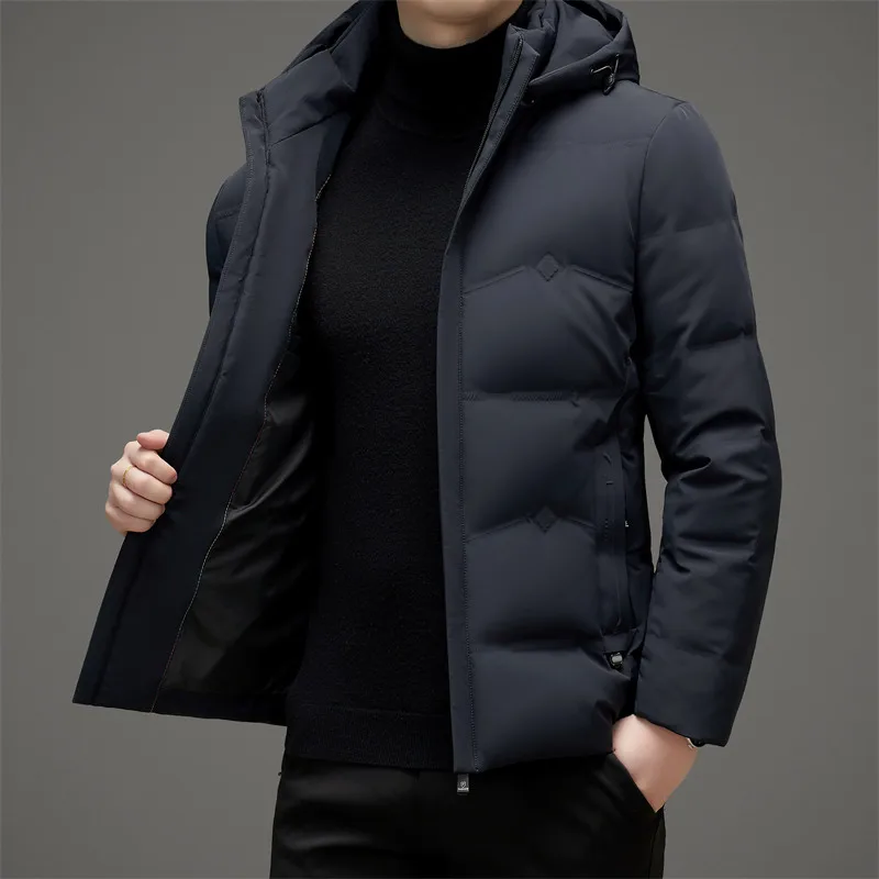 

Casual Winter Men's Warm Hooded Duck Down Jacket Outwear Detachable Hat Puffer Coat Business Windproof Thick Top Padded Clothing