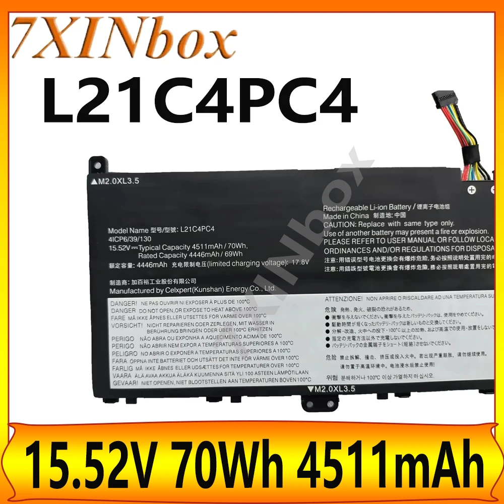

7XINbox L21C4PC4 15,52 В 70 Втч 4511 мАч Аккумулятор для ноутбука Lenovo Slim 7 Pro X 14ARH7 14IAH7 Yoga Pro14s 2022 L21C4PC7 L21D4PC7