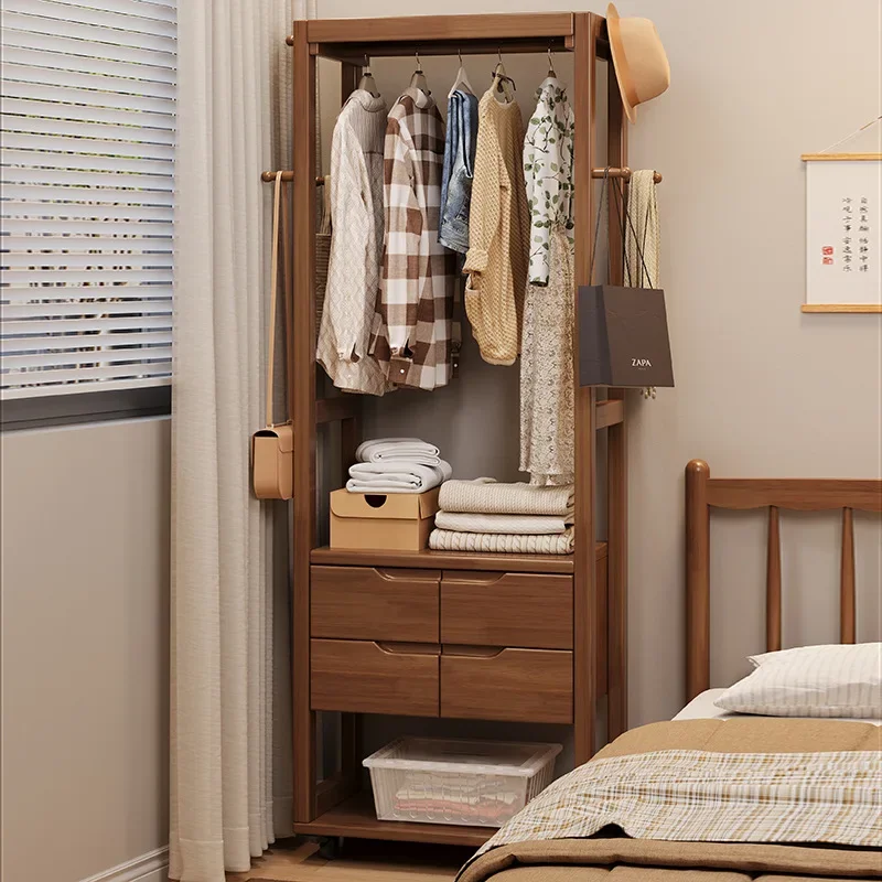 DSA solid wood coat rack bedside table integrated hanger floor-to-ceiling bedroom household small apartment bedside