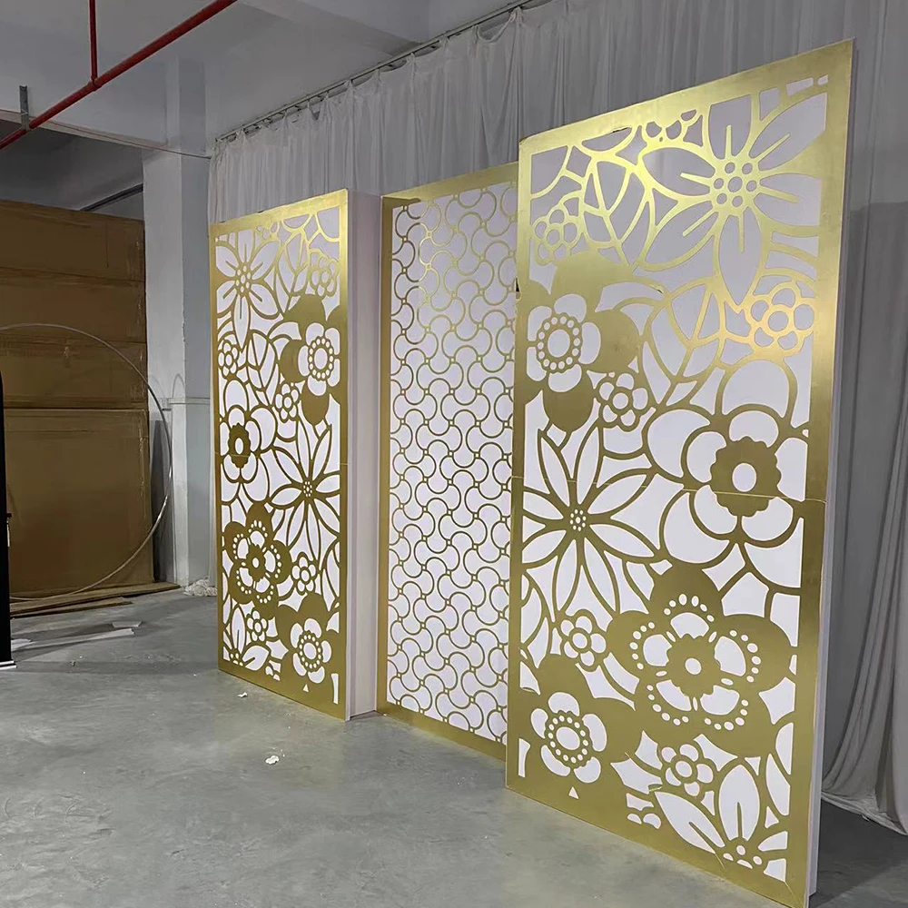 New Style Golden Pvc Acrylic Panel Wedding Stage Backdrop Wall Ceremony Arch Backdrop Elegant Backdrop For Events