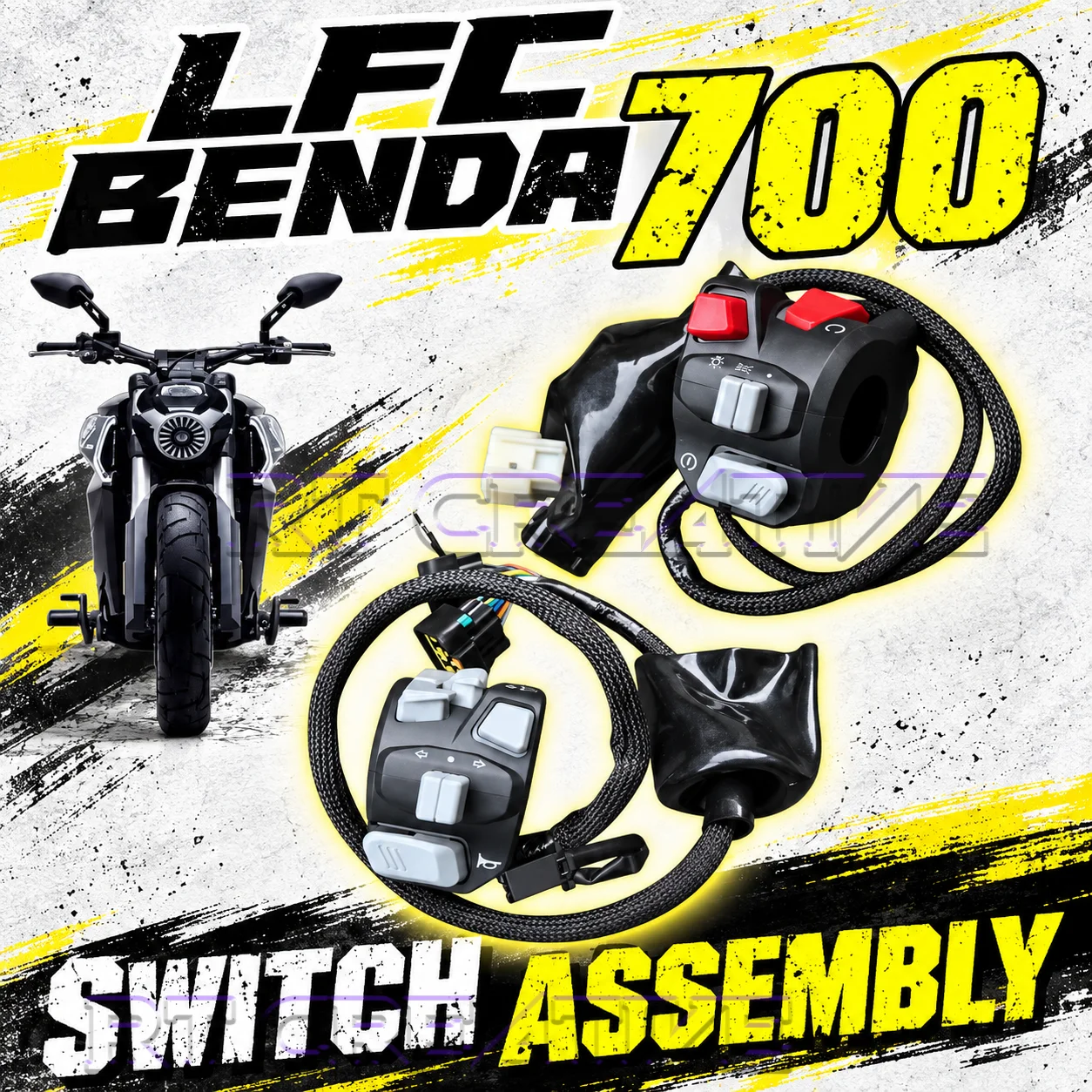 Complete Handlebar Power Control Switch Assembly For BENDA LFC700 BD700 Motorbike Repair Parts