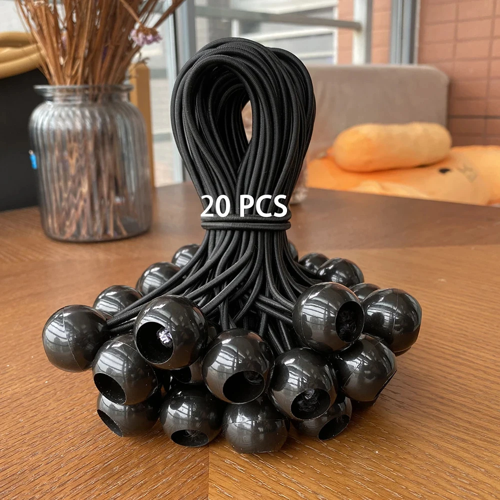 20Pcs Ball Bungee Cords Heavy Duty Elastic Tarp Tie Down Bungee Ball Ties for Canopy Tent Camping Outdoor Cargo Fastening