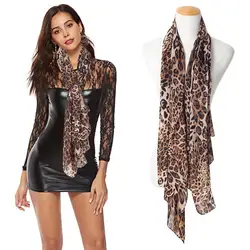 Vintage Chiffon Wrap Women Stole Soft Leopard Print Scarf Scarves Shawl Autumn Winter Fashion Casual Sexy Elegant