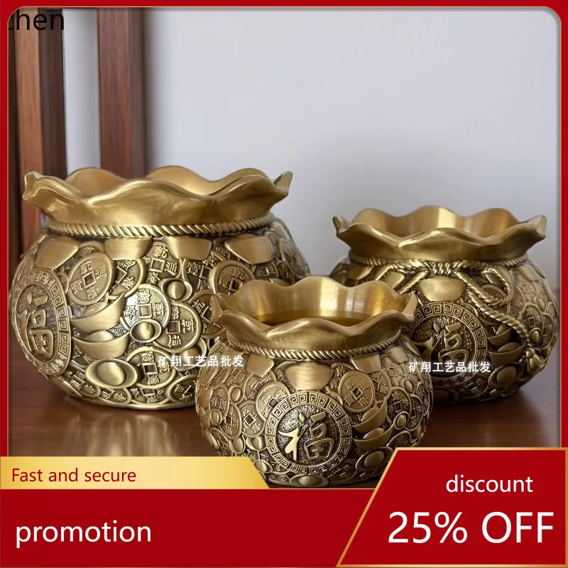 Cz brass coin purse ornament - creative living room desktop piggy bank decoration - money bag