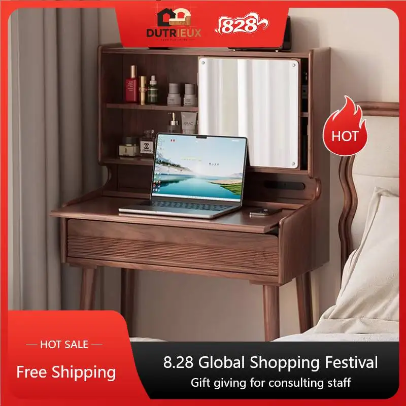 Storage Wood Vanity Table Nordic Living Rooms Organizer Makeup Dresser Adult Luxury Beauty Schmink Tisch Bedroom Furniture