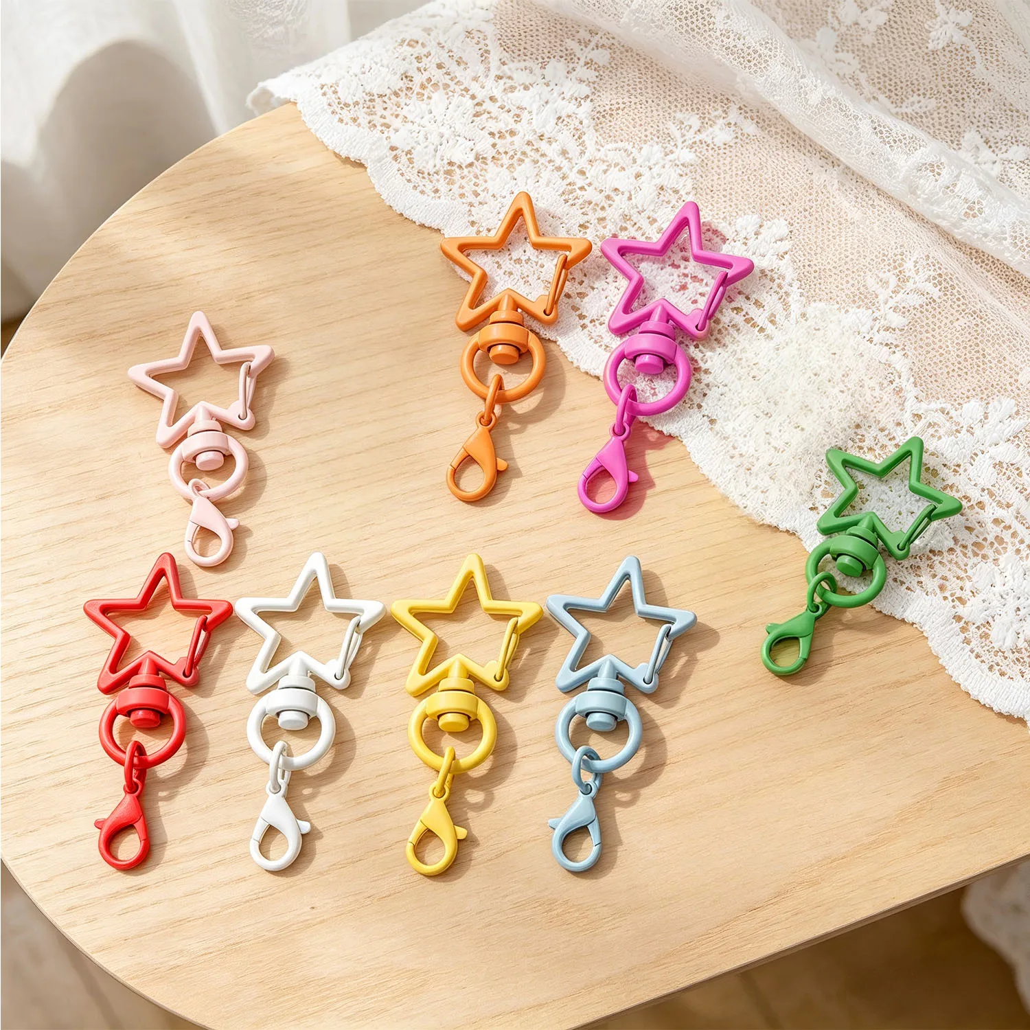10/20pcs Colorful Key Chain Clasp Keyrings Big Lobster Clasp Hooks Keyfob Star Shaped Keychain for DIY Jewelry Making Supplies image 6