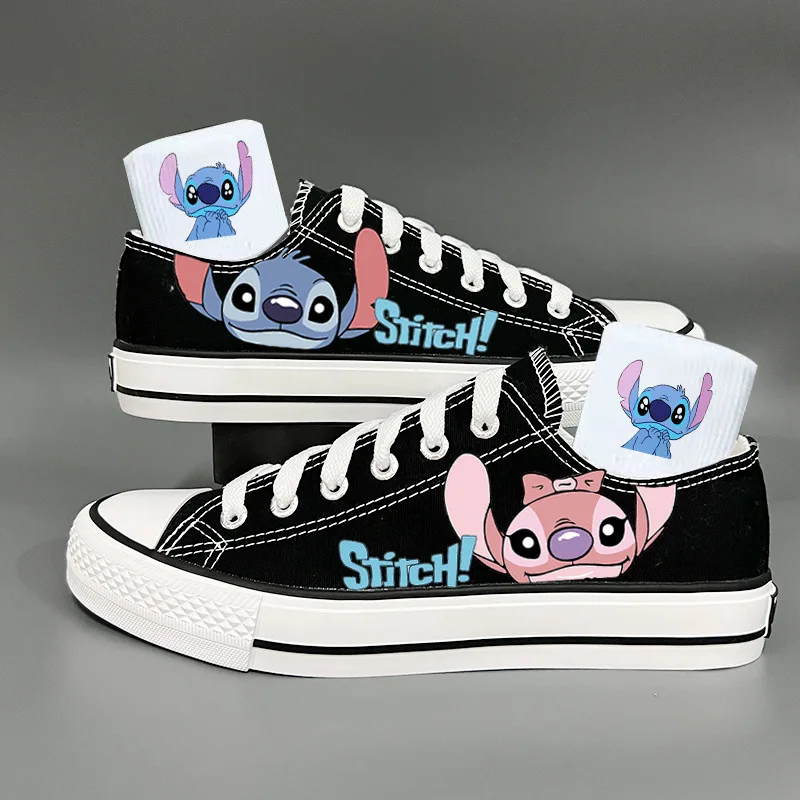 Spring Autumn Hello Kitty Women Shoes Stitch Lolita Shoes Cartoon High Top Canvas Shoes Versatile Girl Student Casual Sneakers