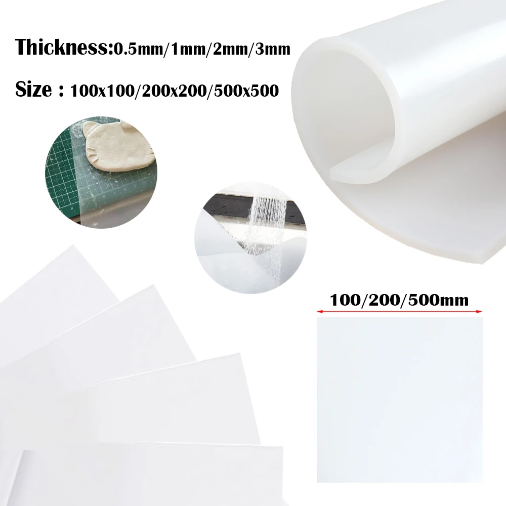 1Pcs Kitchen DIY Silicone Sheet, Odorless Waterproof Anti-Slip Shock Absorption Gasket Pad 100/200/500mm 0.5/1/2/3mm