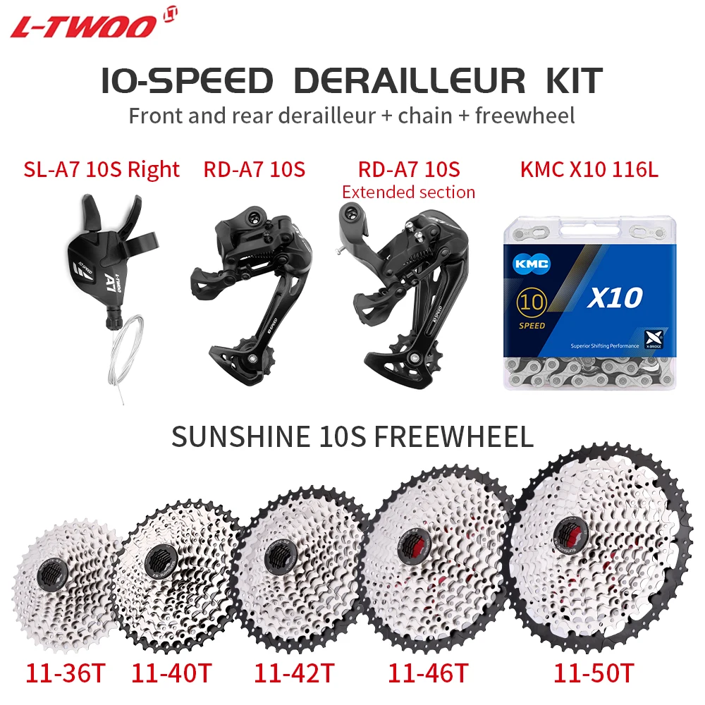 

Ltwoo A7 10S Groupset Shifter Derailleur 10V Gear Set 10 Speed Cassette 36T 40T 42T 46T 50T K7 KMC X10 Chain mtb 1x10 Groupset