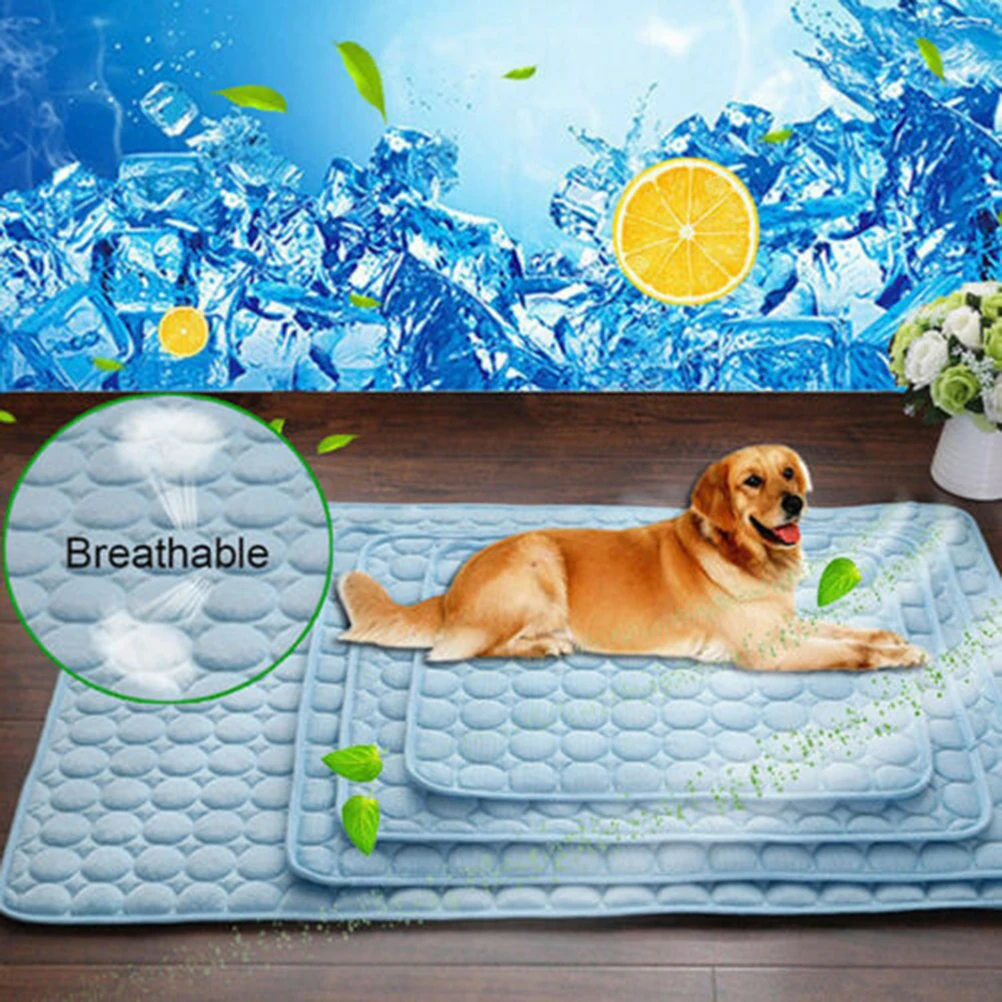 

Ice Silk Pet Cooling Mat 50x40cm Breathable Mesh Base Summer Rest Pad for Dog Cat Cool Bed Self Cooling Outdoor Indoor