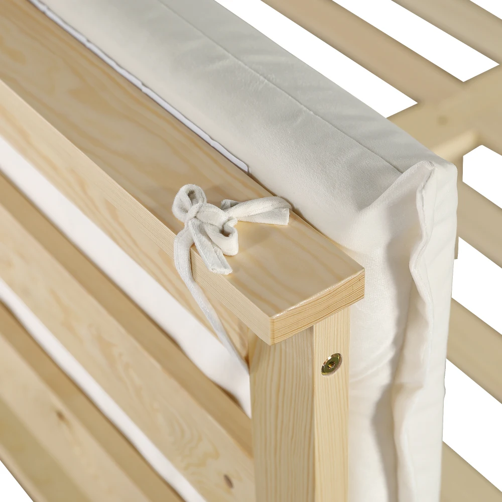 PINGGO Samtbezogenes Einzelbett für Kinder, weiche Rückenlehne, stabile Lattenbasis, breite Beine, Kiefer, Schwamm, Sperrholz, 140 x 200 cm, ohne Matratze – Detail 21