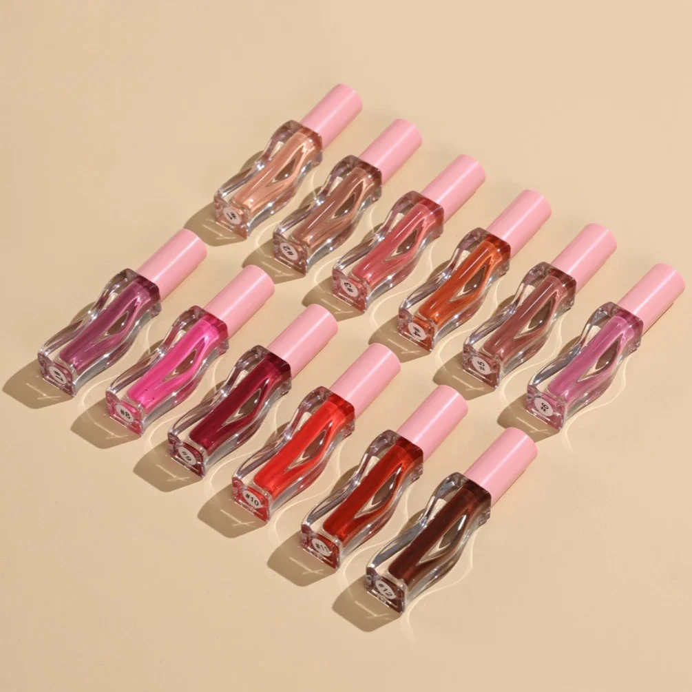 

Private Label Wave Tube Lipgloss Custom Logo Matte Moisturizing Waterproof Non Stick Liquid Lipstick Pink Lid Makeup Wholesale