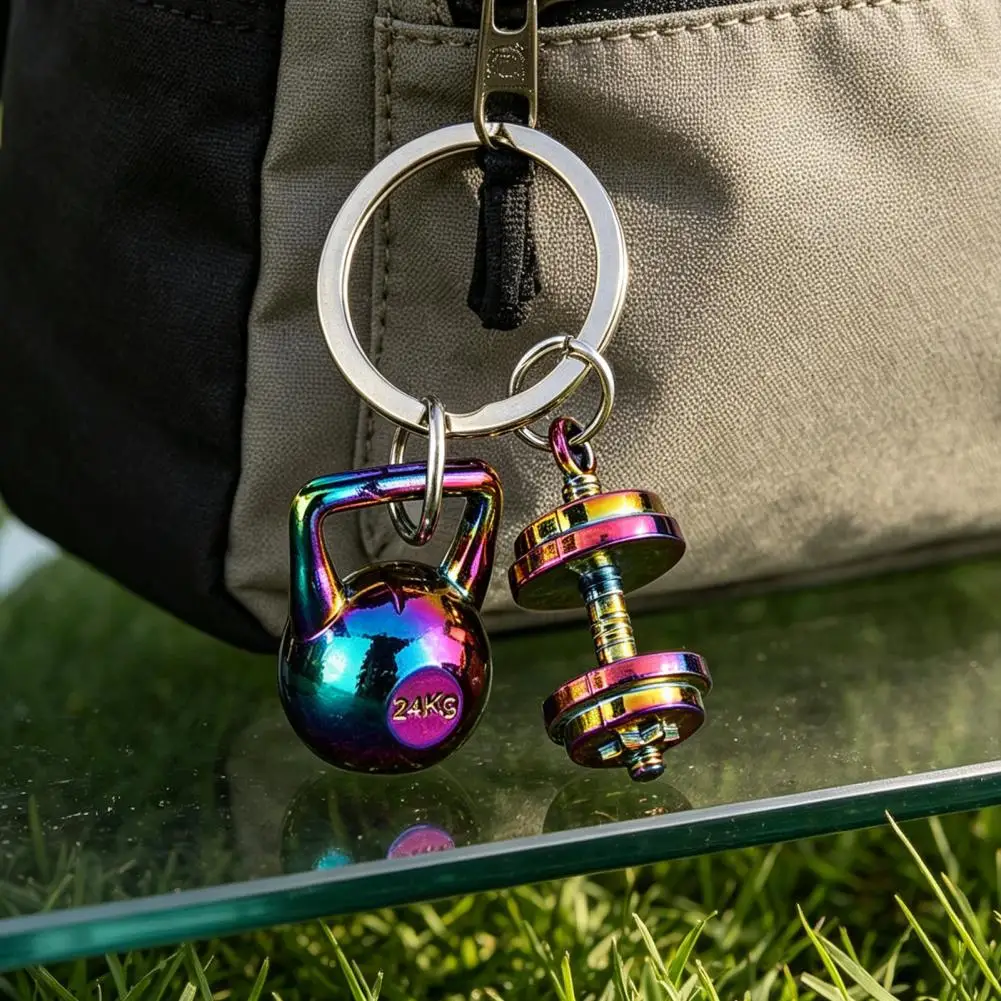 Metal Texture Keychain Metal Weightlifting Charm Keychain Pendant Lightweight Portable Fitness Accessory Durable for Gym