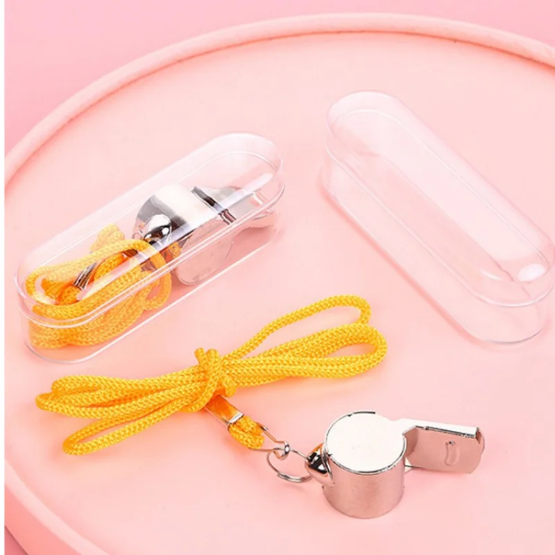 1Pcs Referee Stainless Steel Metal Whistle With Rope Team Sports Rugby Soccer Basketball Cheerleaders Training Supply wholesale