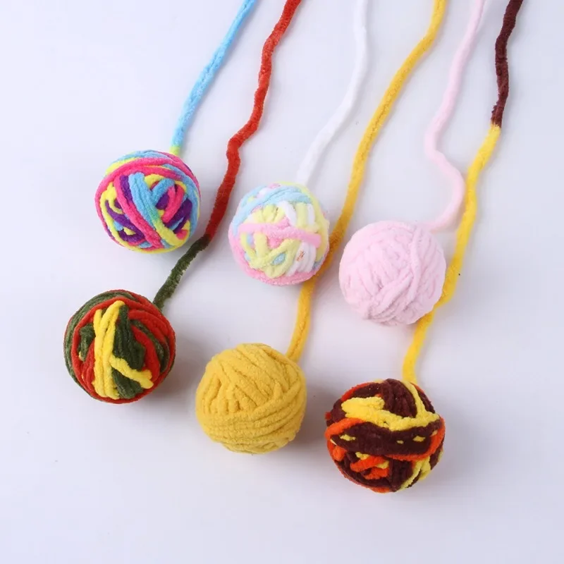 Pet Cat Toys Are Self Entertaining Chew and Tease Cats Toy Balls Colored Wool Dog Supplies Fidget Toy for Cats Accessories