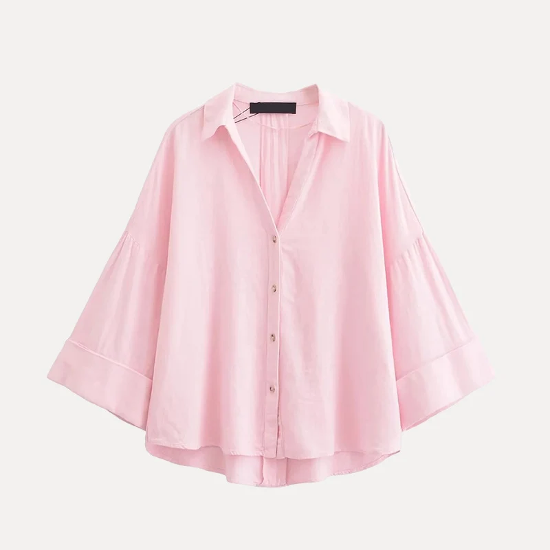 

Удобная смесь льна Wide Sve irt Spring New Sle Women's Faion Light Spring System European Sle Striped irt