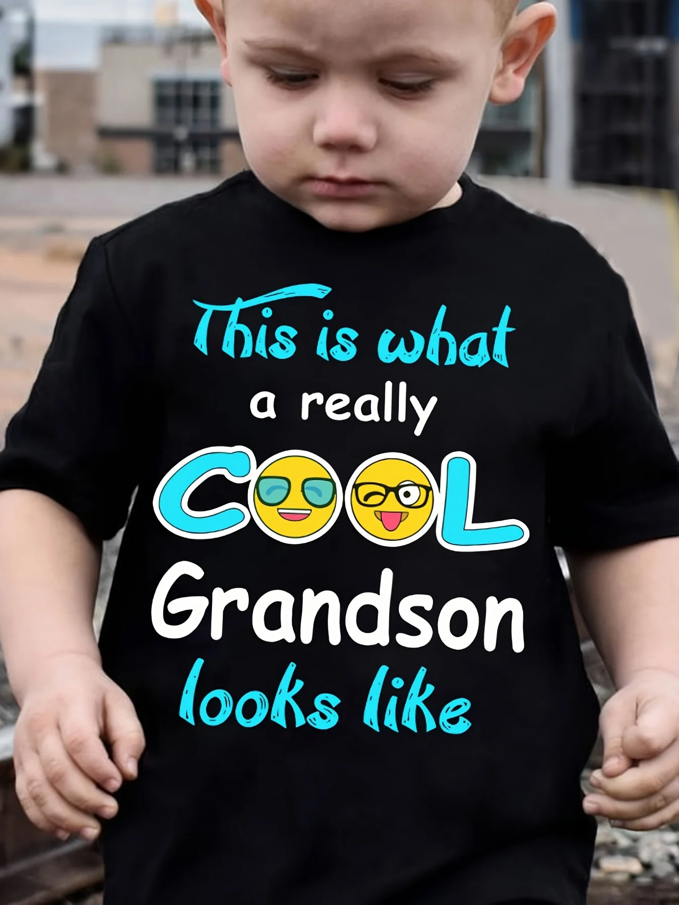 Fashion Children's T-shirt This Is What A Really Cool Grandson Looks Like Letter Printed Cute T-shirt Casual Parent-child Top