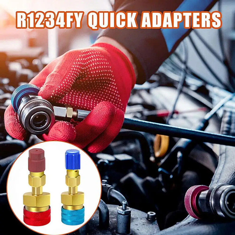 Adaptador acoplador de ajuste rápido para R1234YF a R134A, conector de ajuste lateral Alto y Bajo, accesorio de aire acondicionado de coche