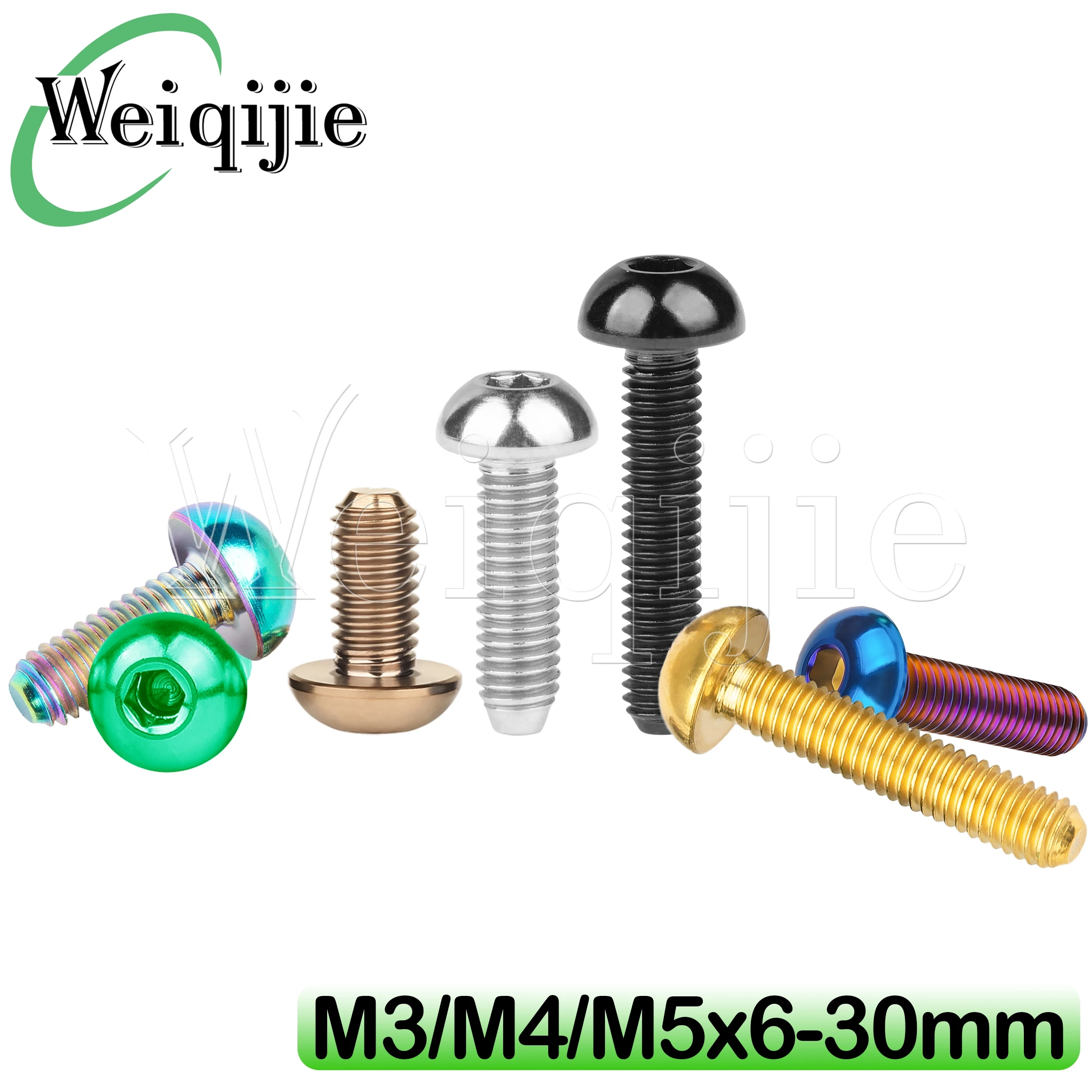 Weiqijie التيتانيوم الترباس M3 / M4 / M5 x 6 8 10 12 15 18 20 25 30 مللي متر مفتاح ألين للدراجات حامل الزجاجات تثبيت مسامير
